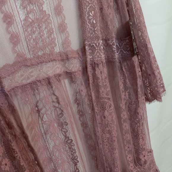 Miss Chievous Pink Rose Lace Boho Bell Sleeves Cardigan Kimono Size Extr… - Picture 8 of 9
